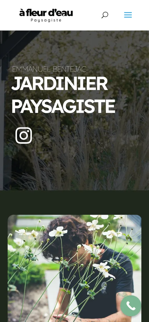 Version mobile de l’accueil du site À fleur d’eau