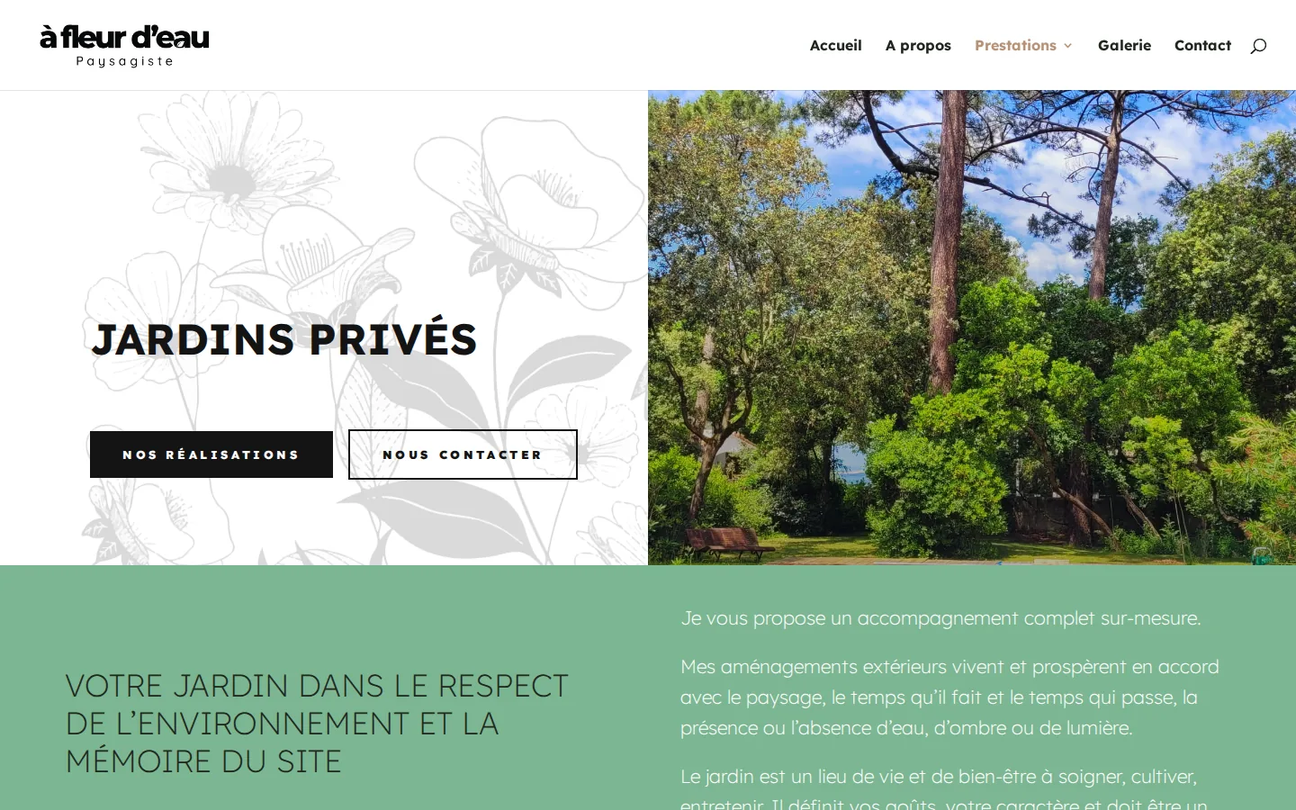 Page Jardins privés du site du paysagiste À fleur d’eau
