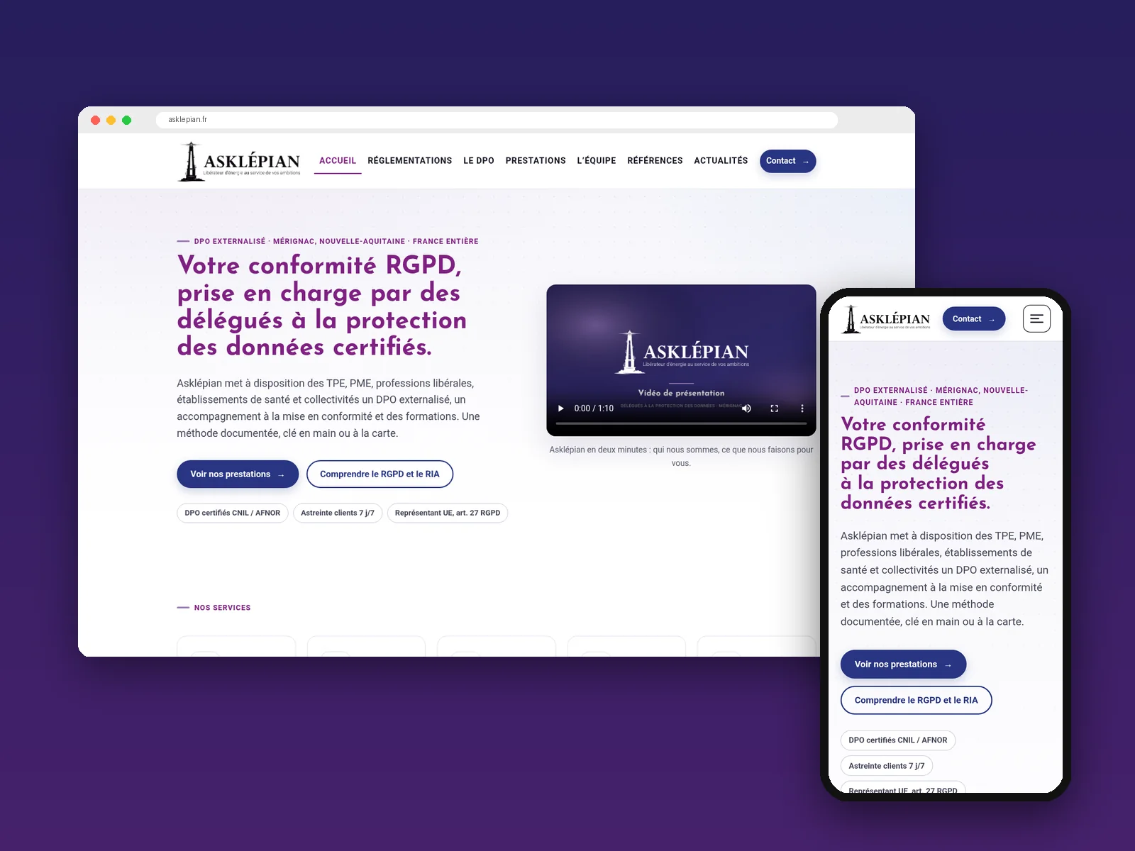 Asklépian, cabinet DPO et conformité RGPD | Création de site internet