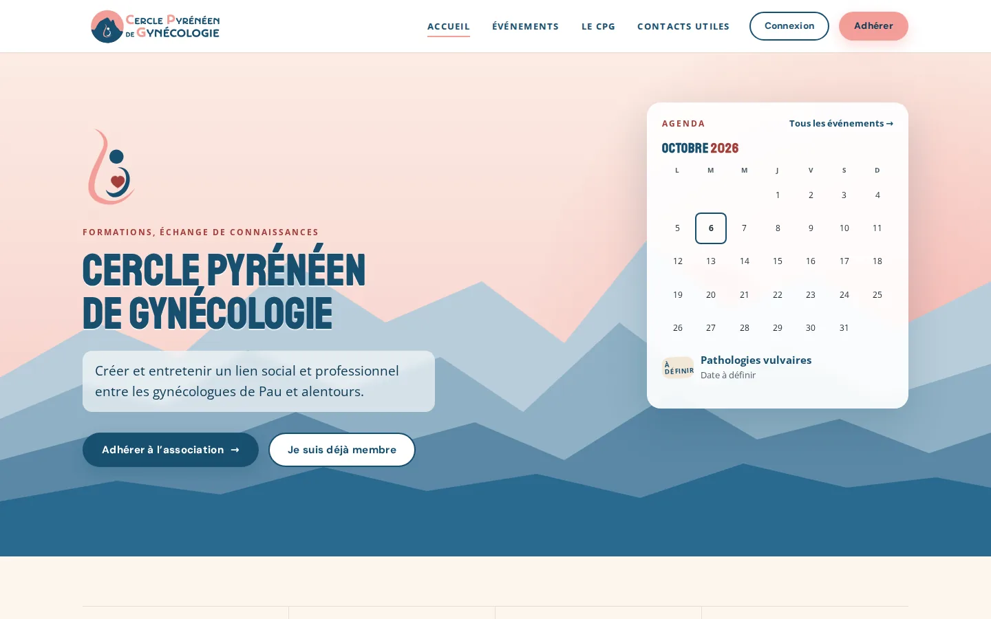 Page d’accueil du nouveau site du Cercle Pyrénéen de Gynécologie à Pau