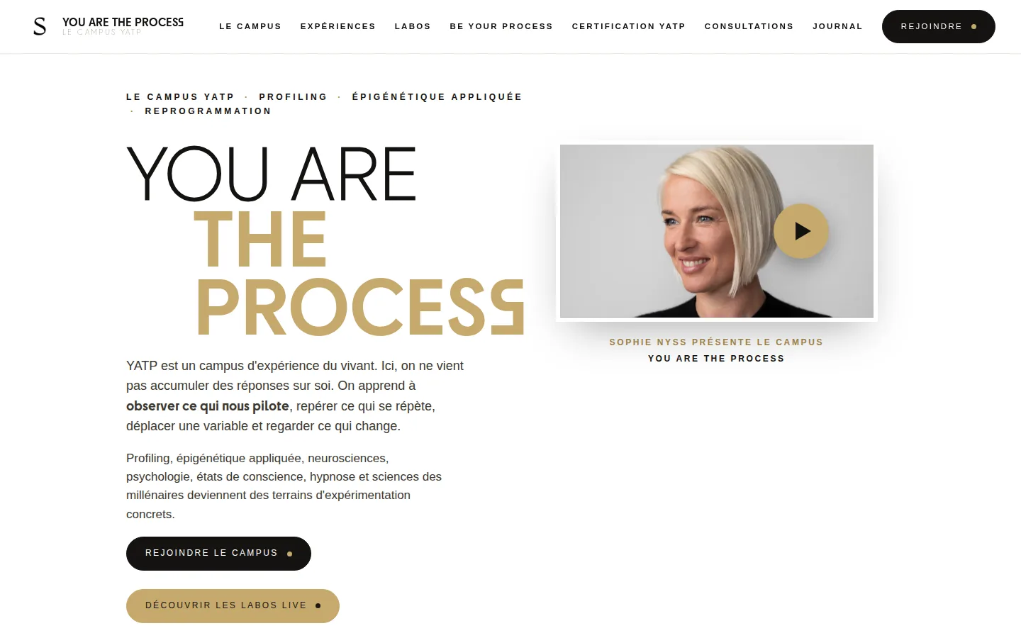Landing page You are the process, Sophie Nyss