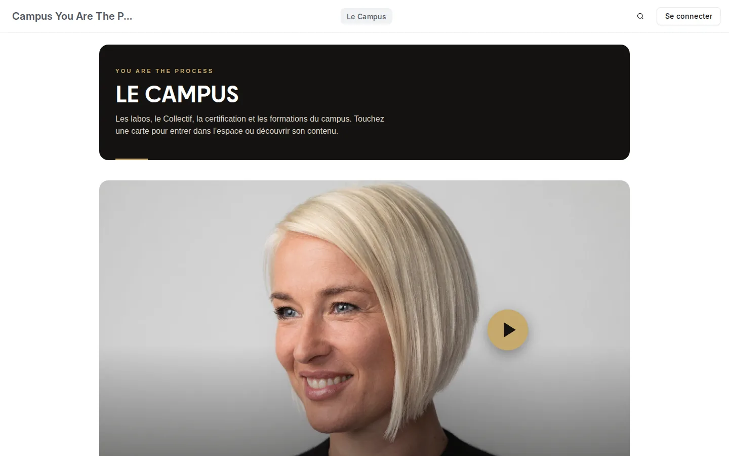 Page d’accueil du campus You are the process sur Circle