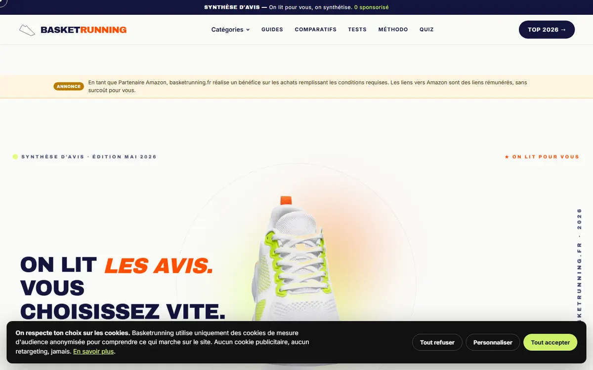 Basketrunning.fr, tests et comparatifs de chaussures de running