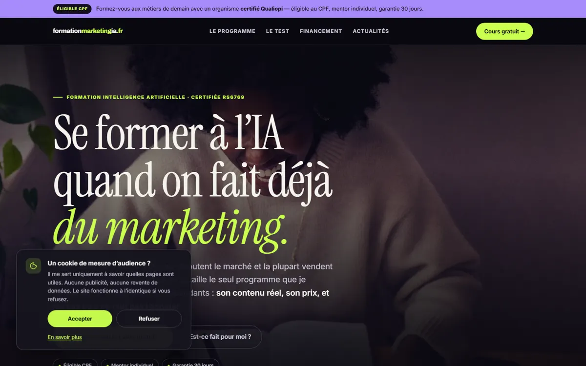 Formation-marketing-ia.fr, analyse d’une formation marketing et IA